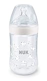 NUK Nature Sense 10216266 Biberón, tetina de silicona, pantalla de control de temperatura, BPA tamaño M, 260 ml, blanco, paquete de 1, blanco