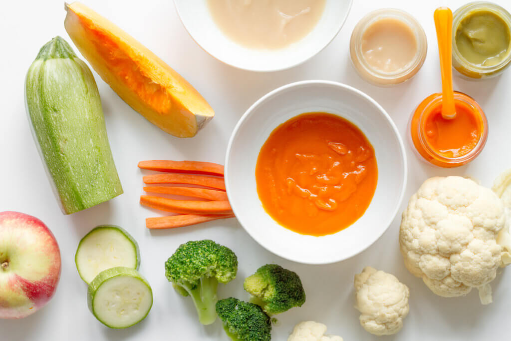 Verduras para purés de bebé: calabacín, zanahoria, coliflor, brócoli, calabaza