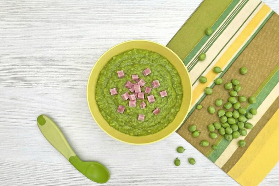 Receta de puré de guisantes tiernos con jamón cocido para bebés