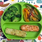 Receta de varitas de merluza y salmón con verduras para blw