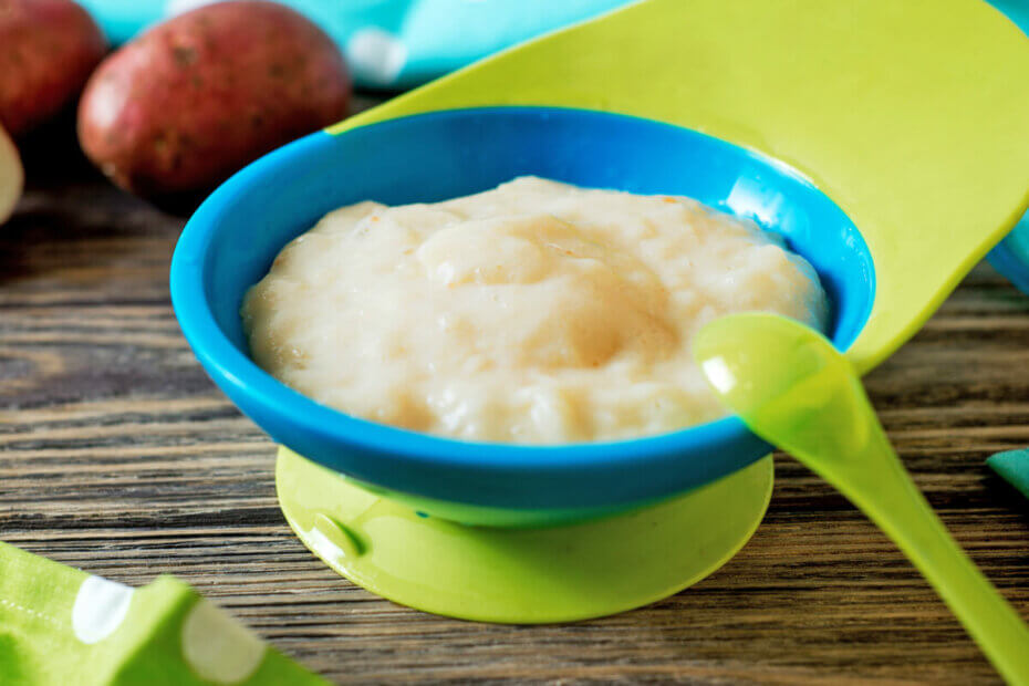 Receta de puré de arroz, patata y pollo para bebés