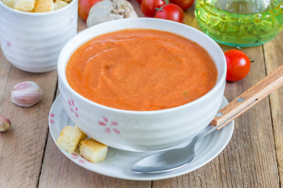 Receta de gazpacho suave para bebés