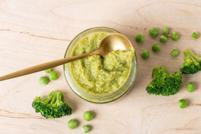 Puré de brócoli y guisantes