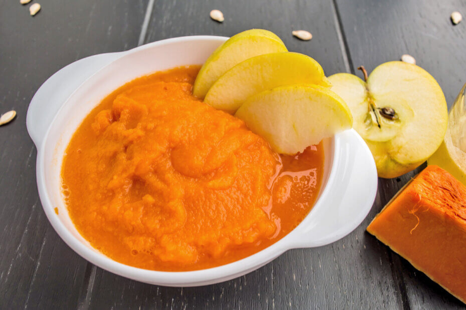 Receta de puré de calabaza con manzana para bebés