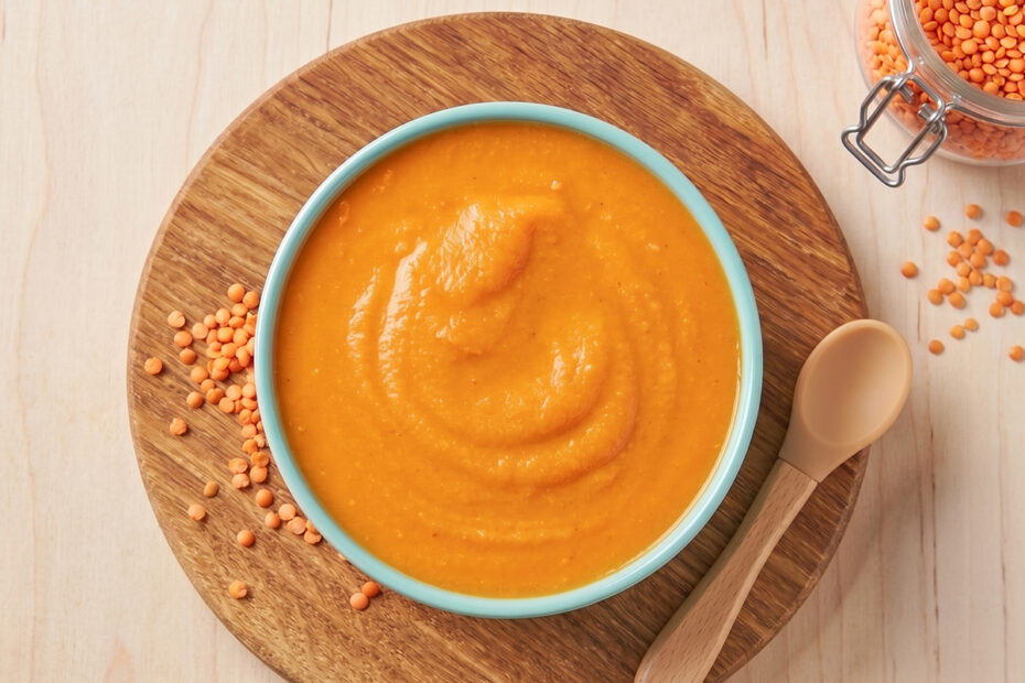 Puré de lentejas rojas con calabaza