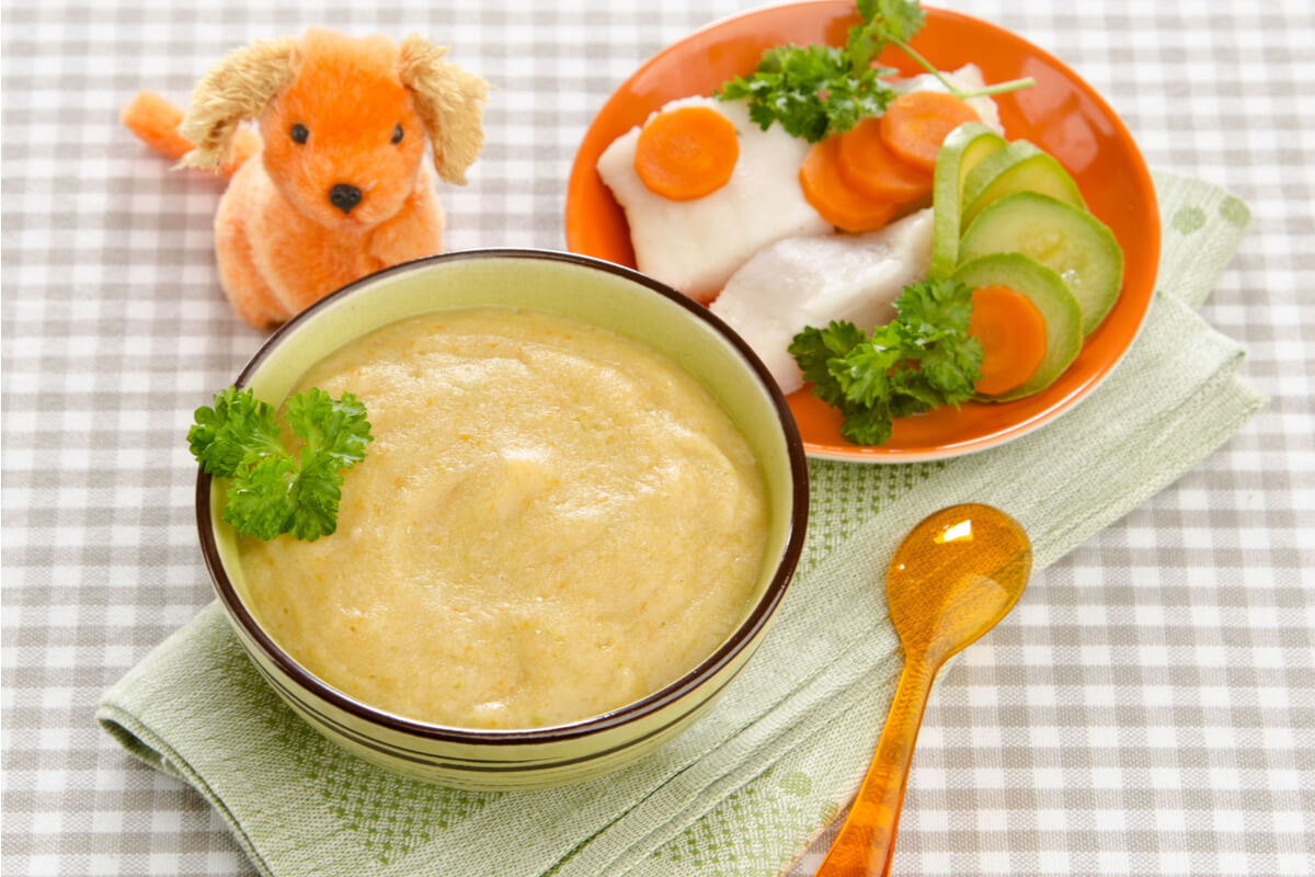 Tarrito de puré para bebés Verduras con Pescado