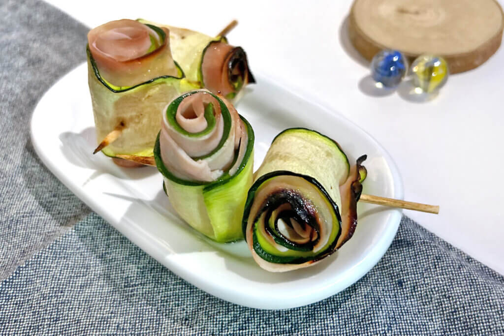 Receta de rollitos de calabacín con jamón para bebés