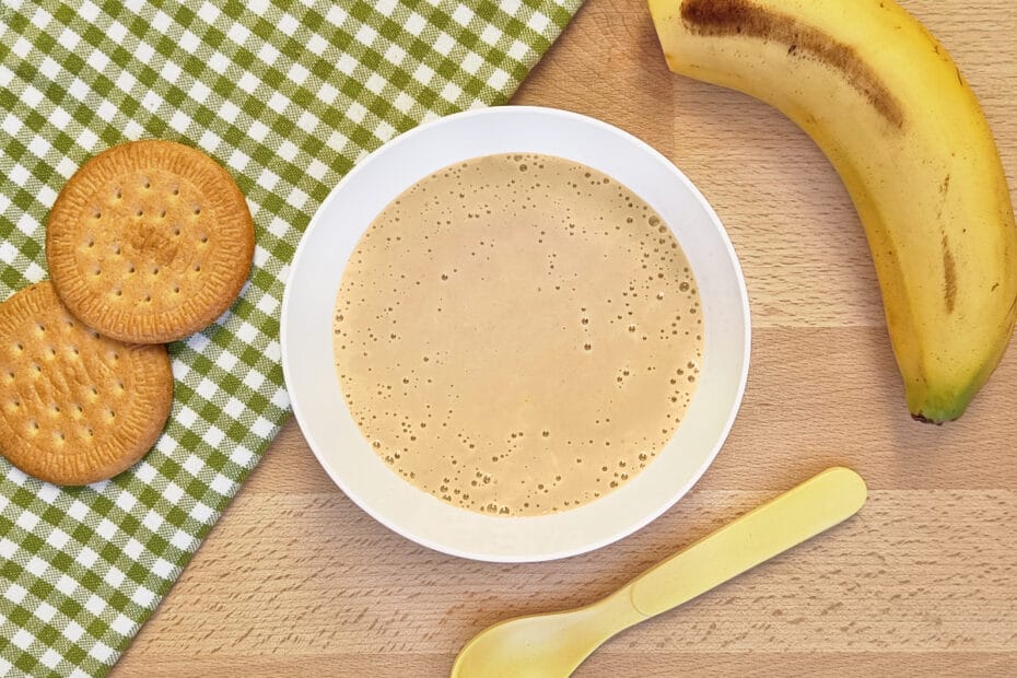 Receta de papilla de plátano con galletas para bebés