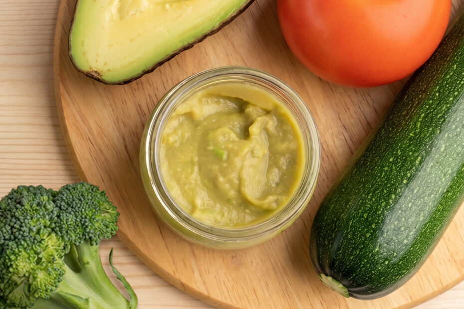 Receta de puré de verduras con aguacate para bebés