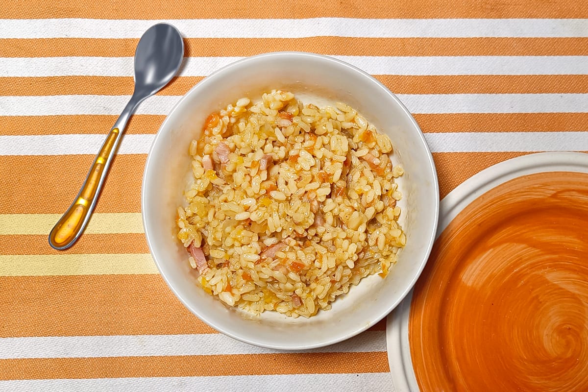 Receta de arroz con bacon y pimiento para niños y bebés