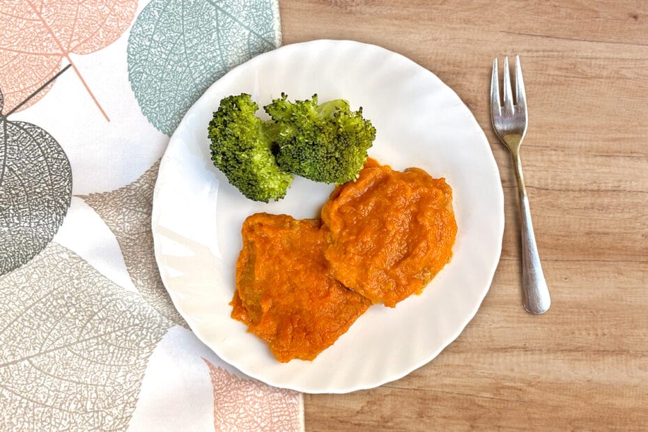 Receta de ternera con salsa de verduras para niños y bebés