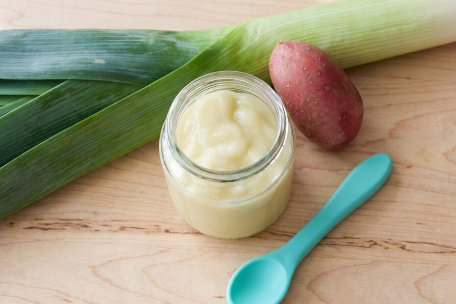 Receta de puré de patata y puerros para bebés