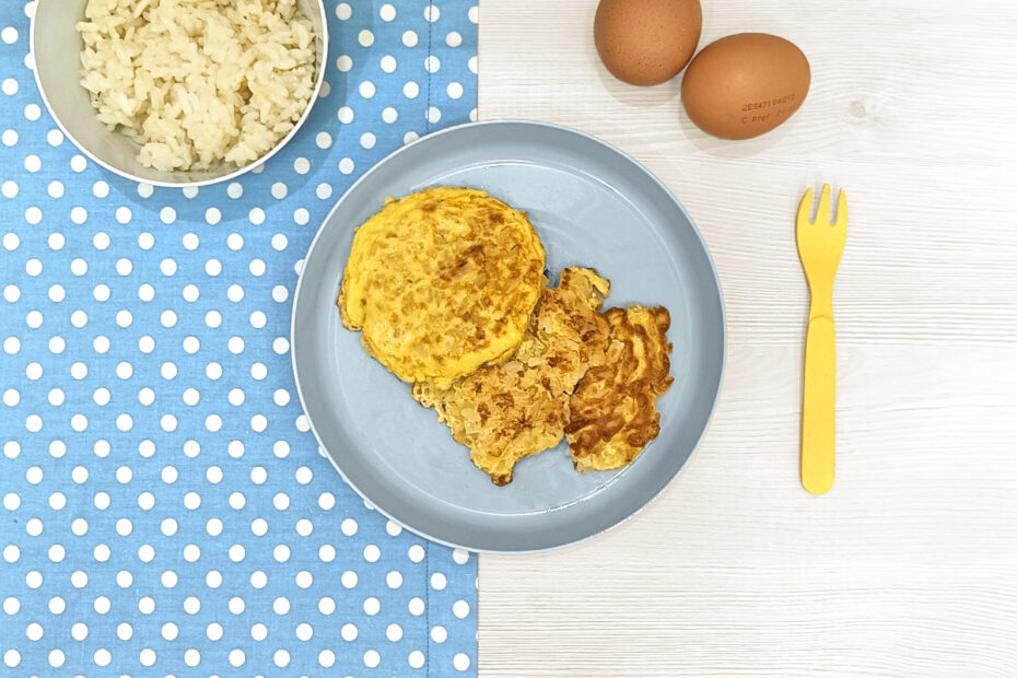 Receta de tortilla de arroz para niños y bebés