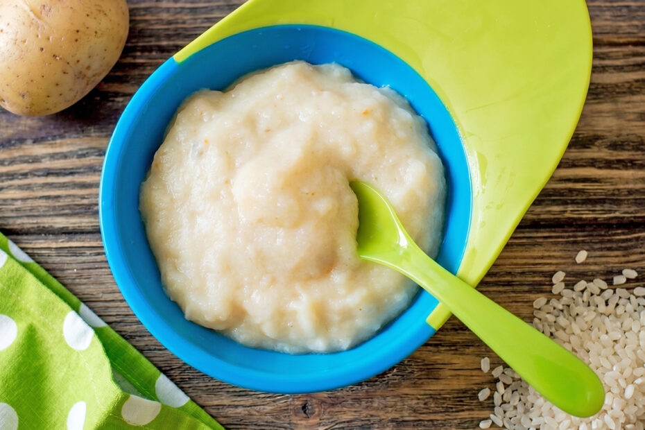 Receta de puré de arroz, patata y pollo para bebés