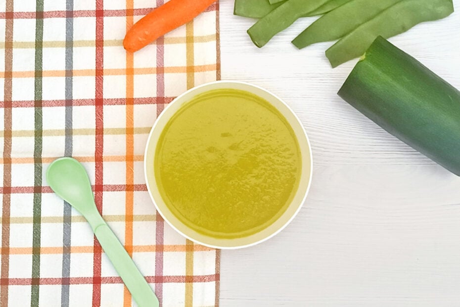 Receta de puré de judías verdes y calabacín para niños y bebés