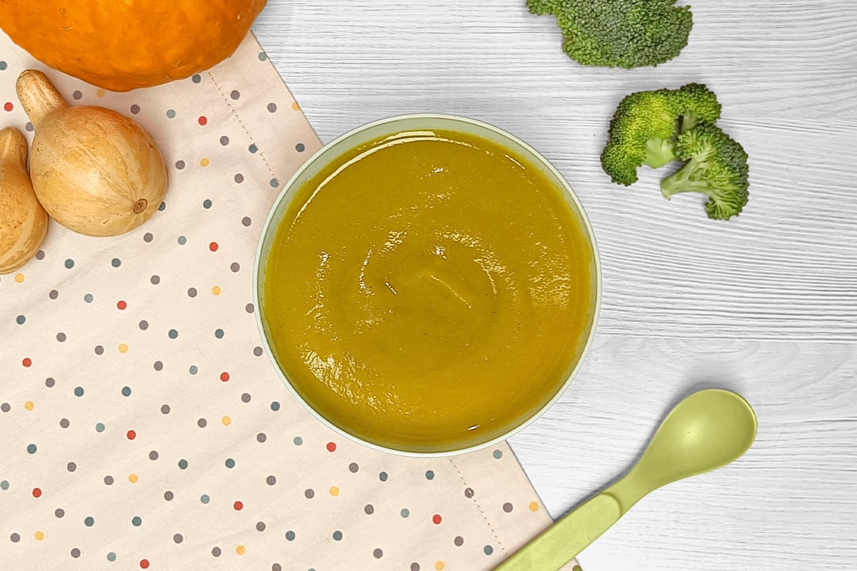 Receta de puré de brócoli con calabaza para niños y bebés