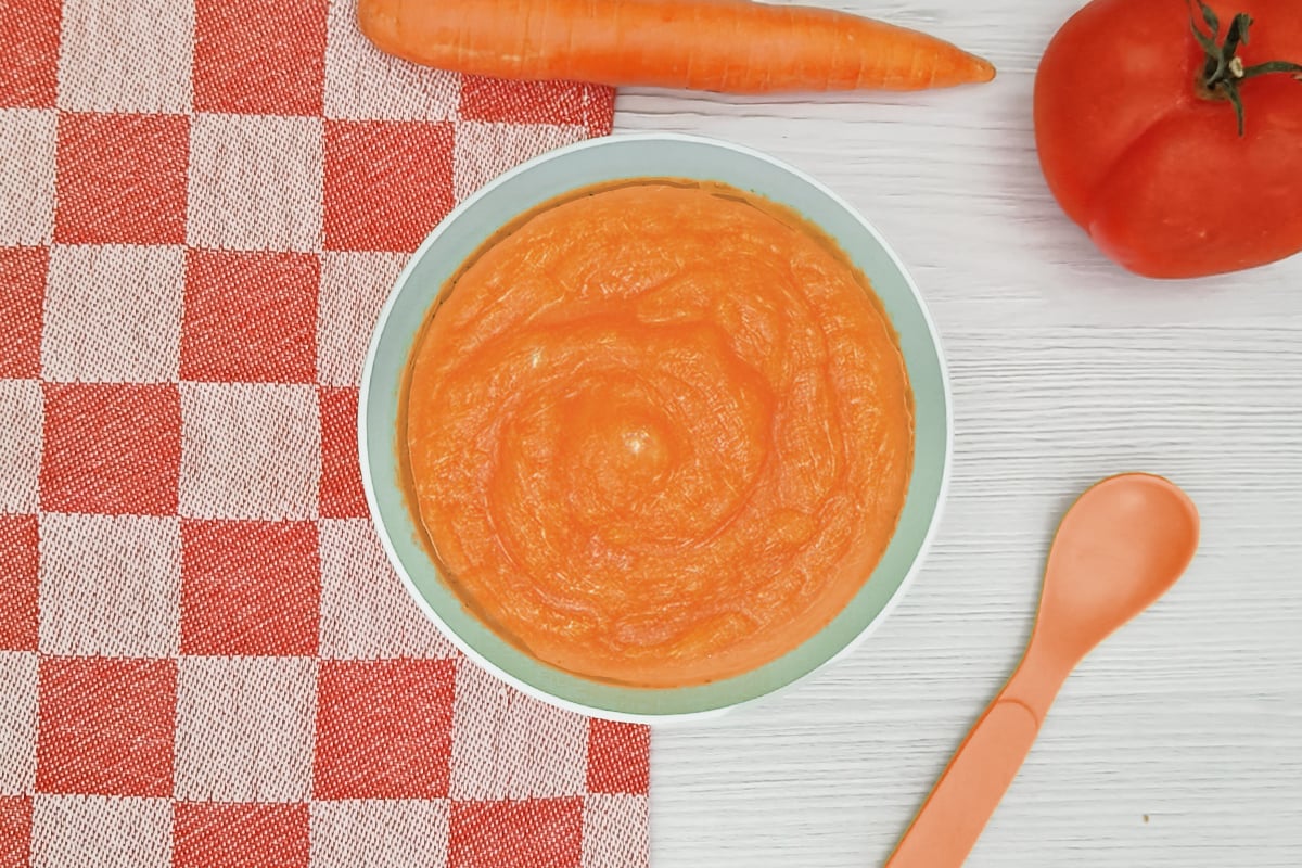 Receta de puré de zanahoria y tomate para niños y bebés