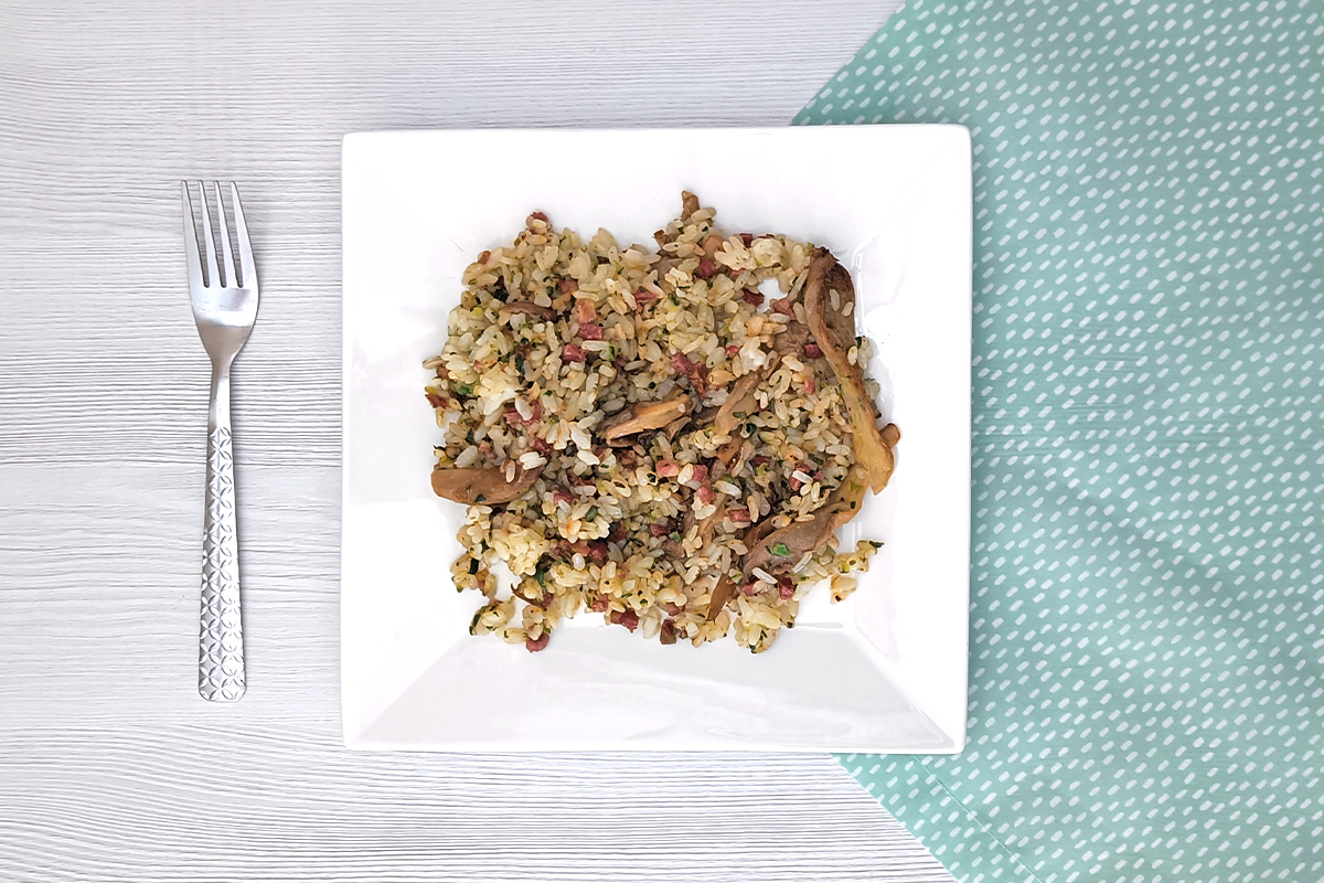 Receta de arroz con setas y jamón para niños y bebés