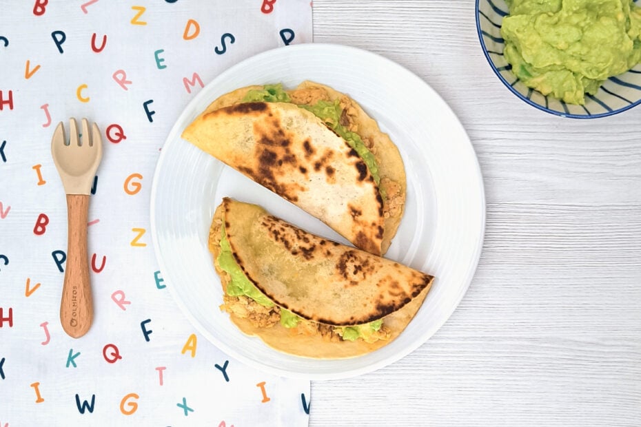 Receta de quesadillas de pollo y aguacate para niños y bebés
