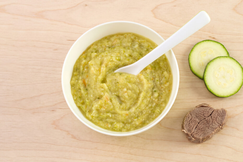 Receta de puré de calabacín y ternera para bebés