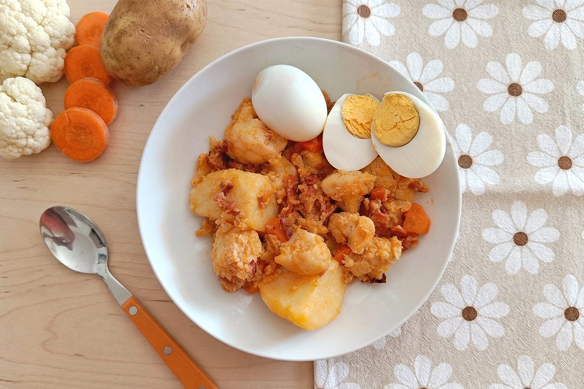 Receta de coliflor con patata y huevo para niños y bebés