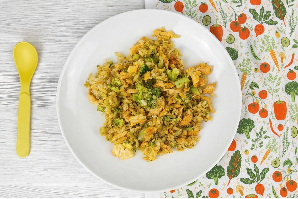 Receta de arroz con brócoli y tortilla para niños y bebés